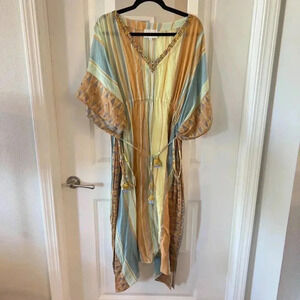 DUET Flowy Striped Dress with Waist Tie Size Medium